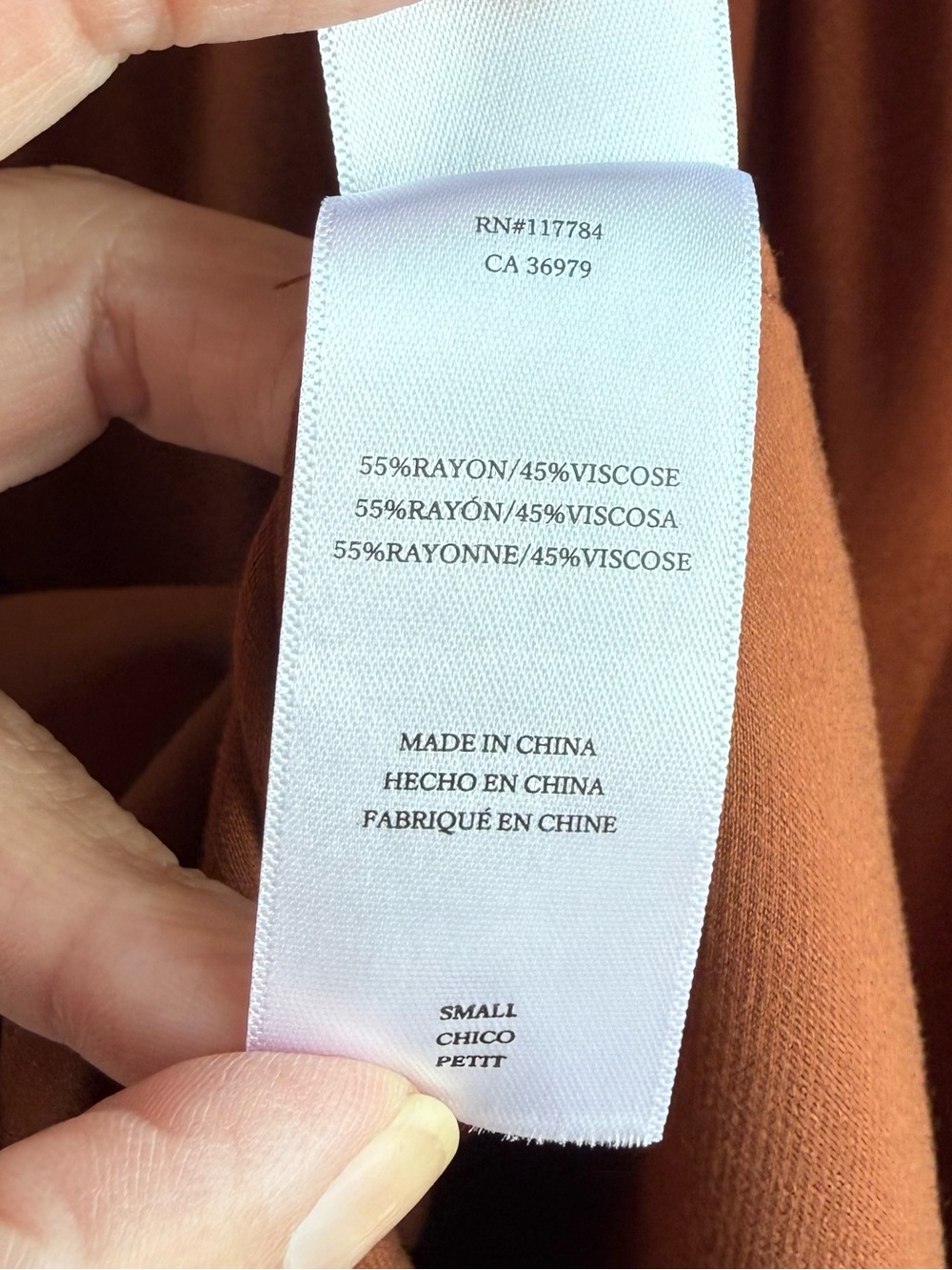 NWT Rails Women’s Satin V-Neck Long Sleeve Wynna Blouse in Copper Brown  - Small - Picture 9 of 11
